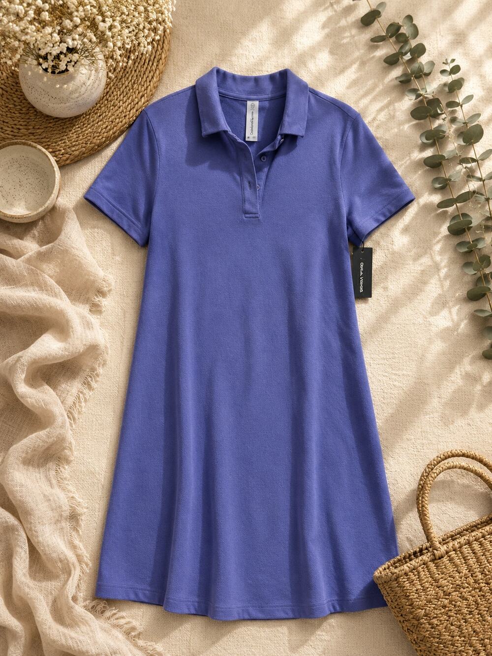 NWT Outdoor Voices Birdie Polo Dress Oceanic Blue Athletic Tennis Dress Size L